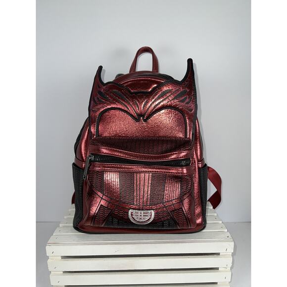 Loungefly Mini Backpack Womens Red Black Marvel Scarlet Witch Metallic Cosplay - Picture 1 of 5